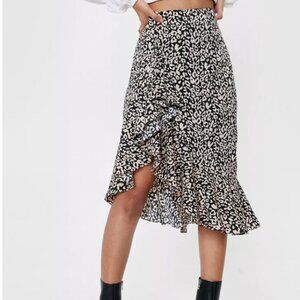 Leopard Waterfall Ruffle Trim Skirt- Nasty Gal Size 6
